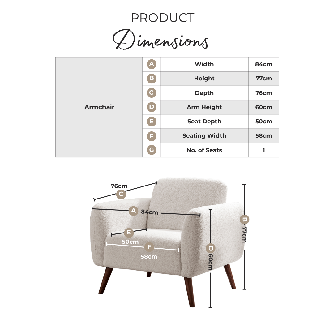 Teddy White Boucle Arm Chair